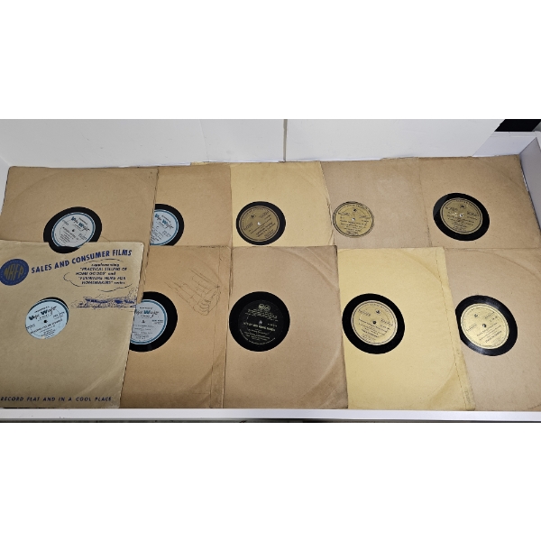 10 Vintage 78 RPM Shellac Records - Specialized Training, Commercial, and Informational Audio Discs