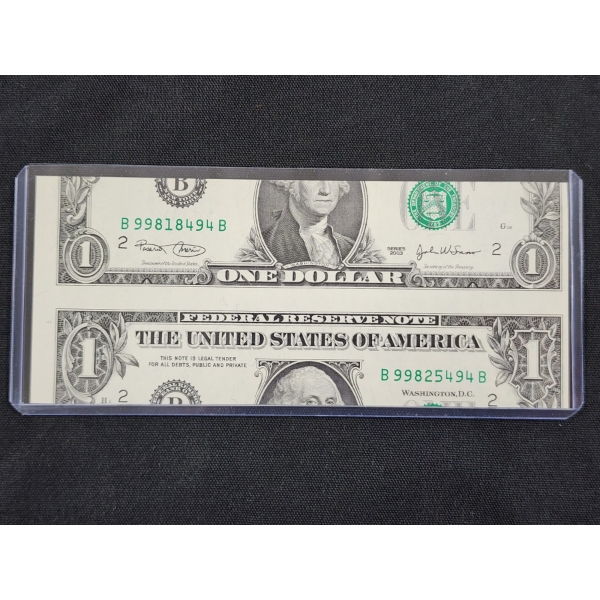Rare Miscut Error 2003 Uncirculated $1 United States Federal Reserve Note