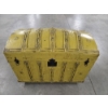 Image 1 : Very Pretty Vintage 20''x26''x36'' Yellow Painted Trunk On Wheels 
