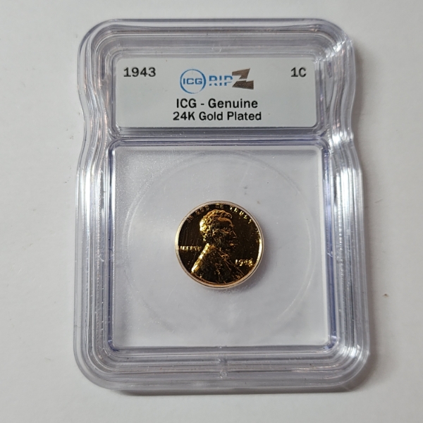 1943 Lincoln Wheat Cent - 24K Gold Plated - ICG Genuine