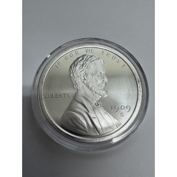1909-S Lincoln Wheat Cent .999 Fine Silver Round Bullion Coin- One Troy Oz. Beautiful Condition! 
