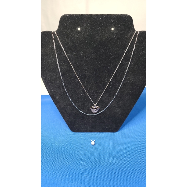 (2) Sterling Silver Necklaces & Costume Pendant -TW: 2.9G