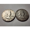 Image 2 : Two Benjamin Franklin 90% Silver United States Half Dollars ~ Both Nice Looking Coins!
