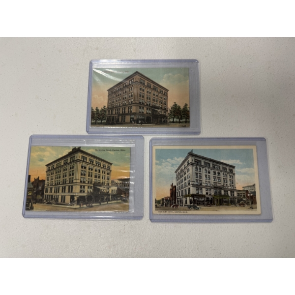 3 - Vintage McKinley Hotel Canton, Ohio Postcards In Protective Holders - Exceptional Condition