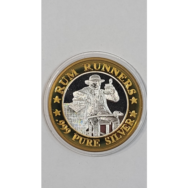 Highly Collectible "Rum Runners" Luxury Cruise Line Gaming Casino Token With .999 Pure Silver Center