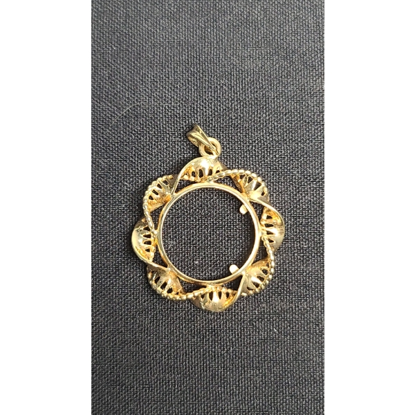 14K Gold Pendant Weighing 3.9 Grams - Perfect for 1/10th Oz Chinese Coin or the Like!