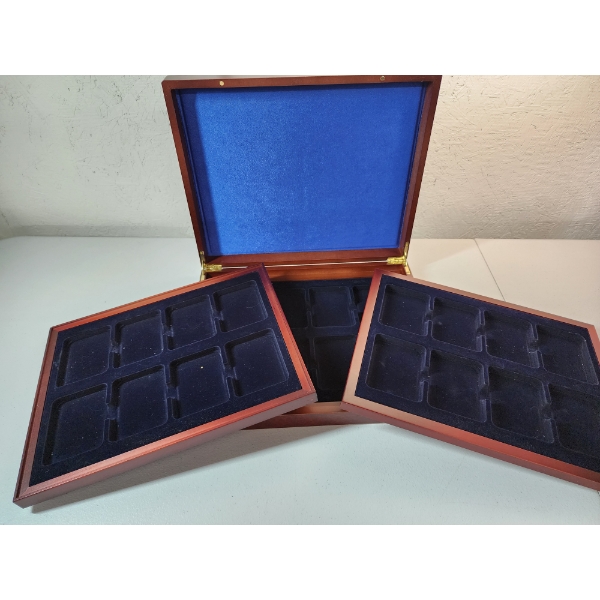 Wooden Three-Tiered Coin Slab Storage Display Box - Holds 24 Standard Slabs - Great Condition!  