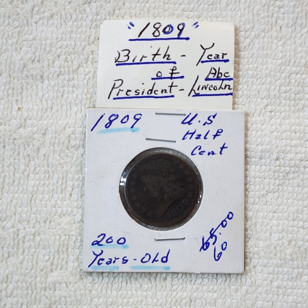 1809 U.S. Classis Head Half Cent - Lincoln's Birth Year Date, Over 200-Year-Old Coin! 