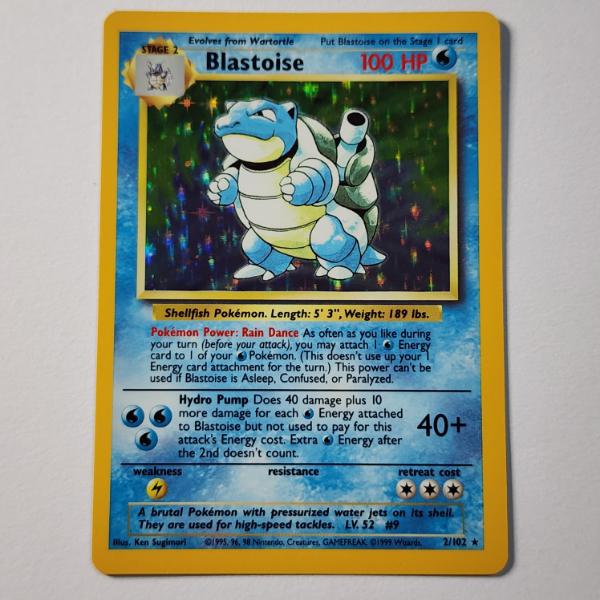 Blastoise 2/102 Holo Rare Base Set Vintage Pokemon Trading Card in NM Condition