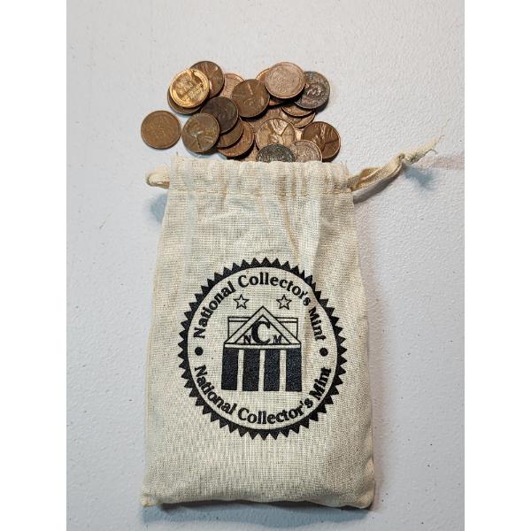 Lot of Assorted Years U.S. Lincoln Pennies - Mainly Wheat Pennies In Collector's Bag - FV~ $1.49