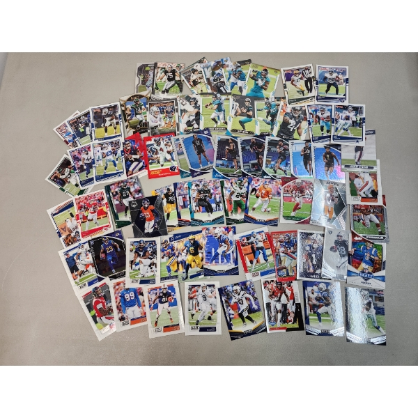 Large Lot of Over 50 Assorted Football Trading Cards Including Rookie Cards, Donruss, Mosaic, & More