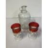 Image 2 : White House Vinegar Jug and 2 Wine glasses - red rimmed wine glasses - Vinegar jug 