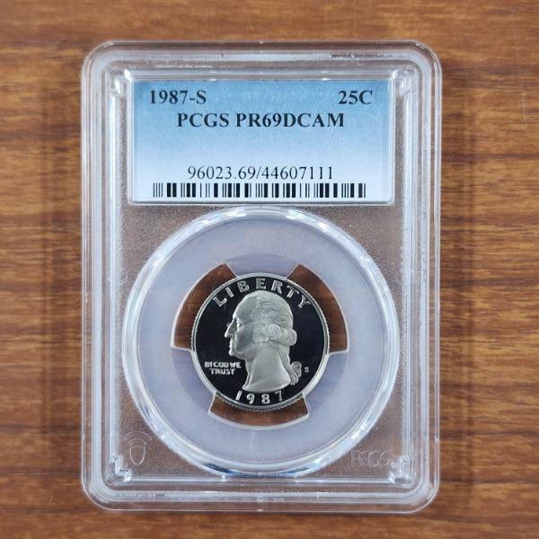 PCGS PR69DCAM Graded 1987-S Proof United States Washington Quarter 