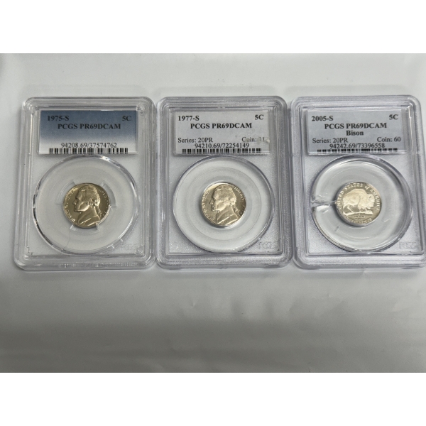 Lot Of 3 PCGS Graded Nickels In Cases - Mint Condition