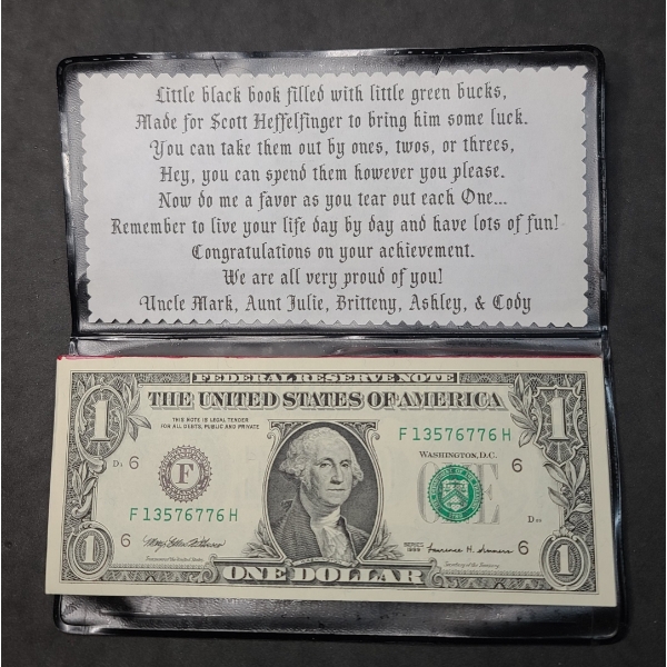 Unique Book Of Series 1999 Consecutive Serial Number $1 Bills - Face Value: $25.00