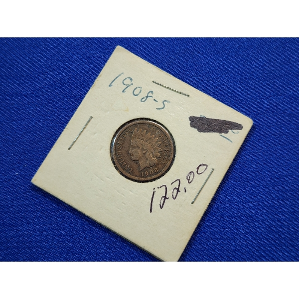*KEY DATE LOW MINTAGE* 1908-S U.S. Indian Head Cent 