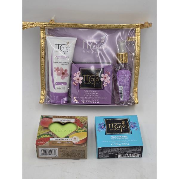 Brand New Maja Plum Blossom Gift Set With Fragrance Spray, Hand Cream & Bar Soap, Vegan Mango Lime B