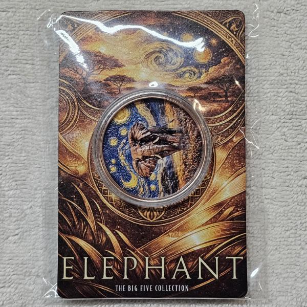 2026 African Big 5 Starry Night Fusion Series: Elephant 1 oz .999 Fine Colorized Copper Round