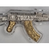 Image 4 : 2024 Chad 2 Oz .999 Fine Silver Assault Rifle Shaped Coin With Antiqued & Gilded Accents 