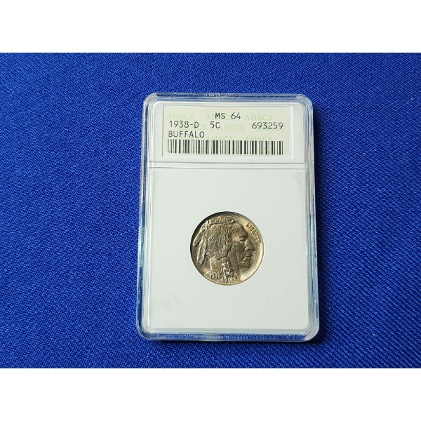 1938-D Buffalo Nickel ANACS MS 64