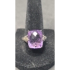 Image 1 : Women's Sterling Silver Ring With Large Amethyst Stone - Size: 8- Weight: 6.2g