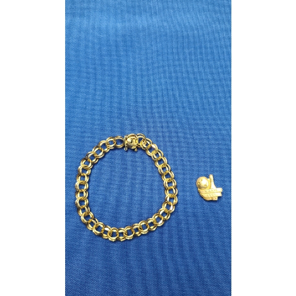 Vintage 1/20 10K Gold Filled 1953 Bako Bowling Pin & 1/20 12K Gold Filled Link Bracelet-Weight:12.9g