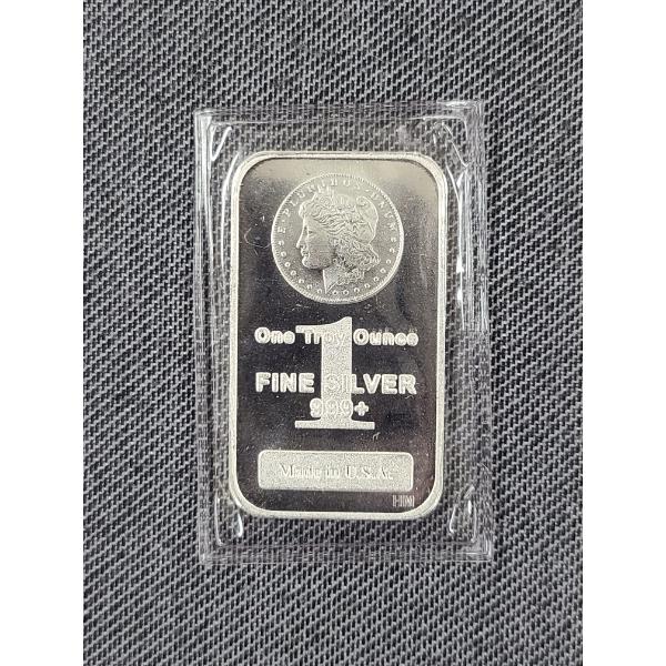 One Troy Ounce .999 Fine Silver Bar Featuring Morgan Dollar Design