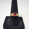 Image 1 : 10K Yellow Gold Ring with Red Gemstone - Size 6 - Total Weight: 2.4g