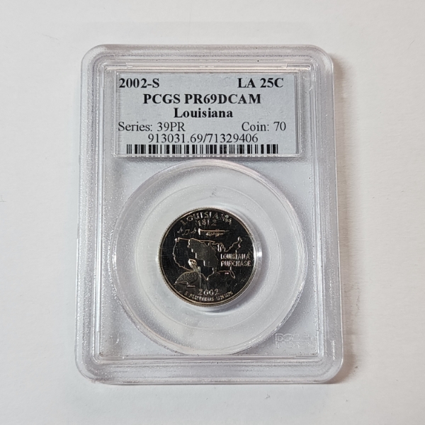 PCGS PR69DCAM 2002-S Louisiana State Quarter Series: 39PR / Coin: 70