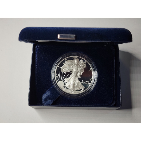 2001-W United States Mint American Eagle One Troy Ounce .999 Fine Silver PROOF Coin~ West Point Mint