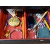 Image 6 : Jewelry Box Full of Assorted Costume Jewelry Including Estee Lauder Compact & Military Pins