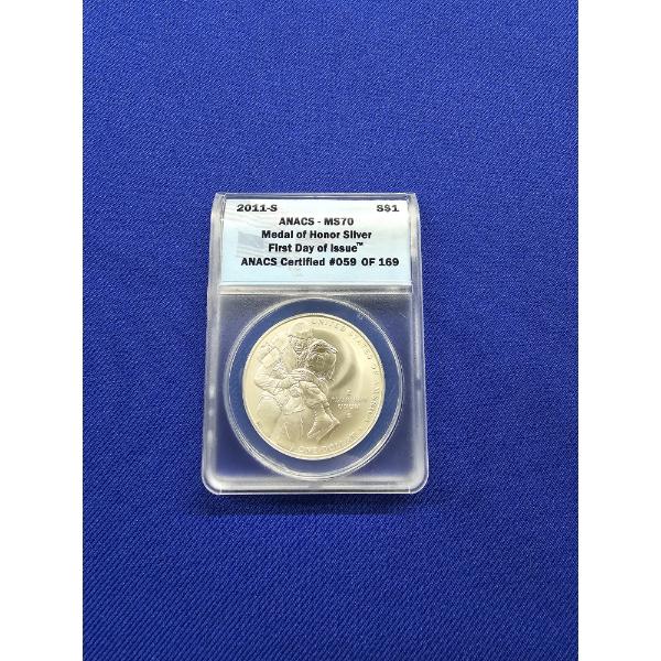 2011- S ANACS MS70 - Medal of Honor Commemorative Silver Dollar - Uncirculated - Limited Mintage!