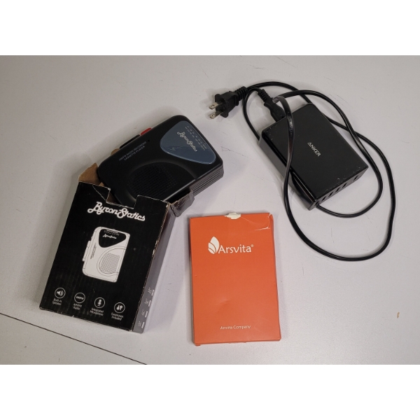 AM/FM Radio Recorder Cassette Player, PowerPort + 6 And Bluetooth Cassette Adaptor