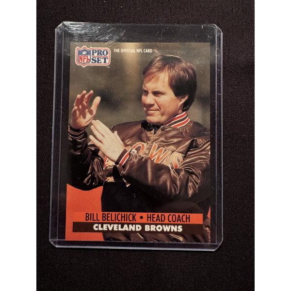 1991 Bill Belichick Coach Cleveland Browns Pro Set Football Card In Holder - Exceptional Condition
