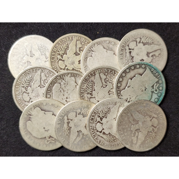 $6.00 Face Value in 90% Silver Barber Half Dollars - Assorted Conditions!