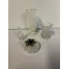 Image 3 : 4 Glass Items - 1 Dish with Star and Blue Gem - 3 Vases