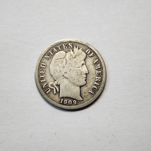 United States 90% Silver 1909 Barber Dime 