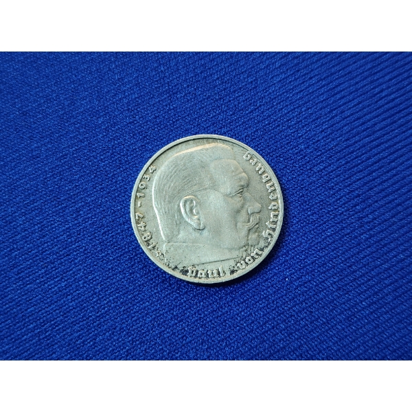 1939 German 2 Reichsmark Silver Coin ASW: 0.1608 oz / 0.6250 Fineness