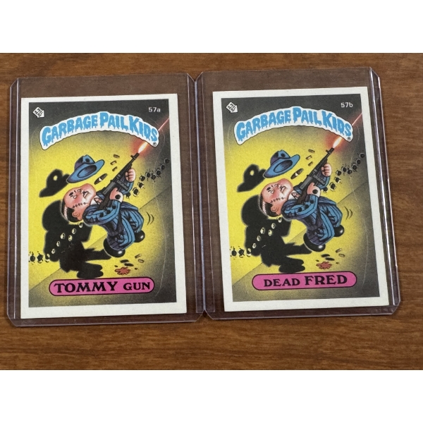 1985 Garbage Pail Kids - Tommy Gun & Dead Fred Cards - 57A & 57B - Mint Condition