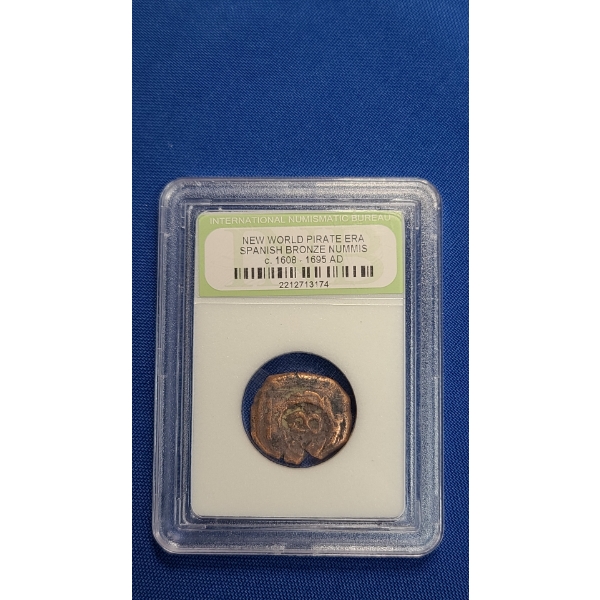 International Numismatic Bureau New World Pirate Era Spanish Bronze Nummis C. 1608-1695 AD