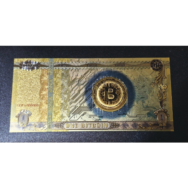 .999 GOLD FOIL 1 BITCOIN NOTE - IN PROTECTIVE SLEEVE