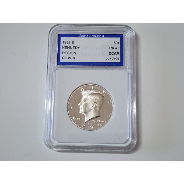 IGS GRADED PR 70 DCAM 1992-S Kennedy Silver Half Dollar 