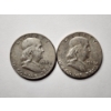 Image 1 : Two United States Franklin 90% Silver Half Dollars ~ FACE VALUE $1.00