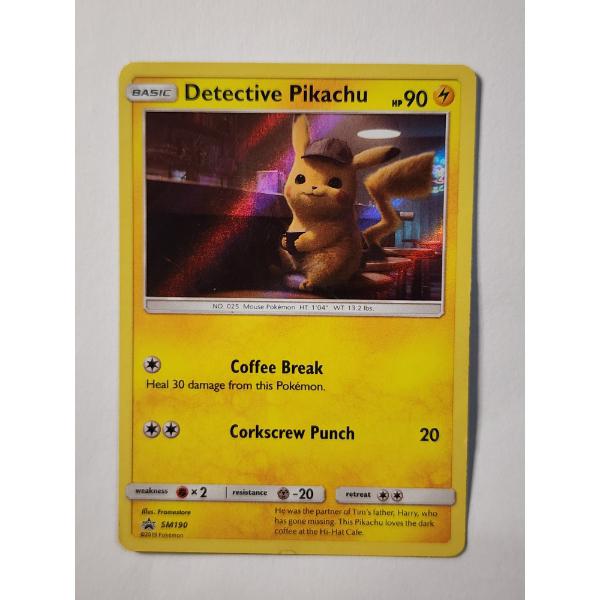 Detective Pikachu SM190 Black Star Promo Vintage Pokemon Trading Card