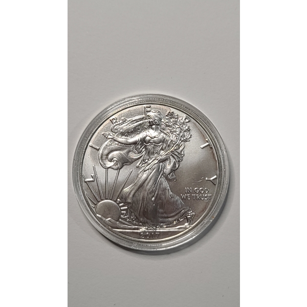 United States 2017 1 Oz .999 Fine Silver American Eagle In Coin Capsule