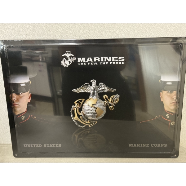 Large United States Marines Corps 17" x 12" Metal Sign - Mint Condition 