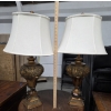 Image 2 : MCM Solid Wood 20''x25'' & 22''x26'' End Tables, 2 Ceramic Matching 33'' Lamps & 32'' Birdcage Lamp 