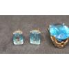 Image 2 : 14K Gold Oval-Cut Blue Topaz Pendant & 14K Gold Square-Cut Blue Topaz Earrings - Total Weight: 4.2g