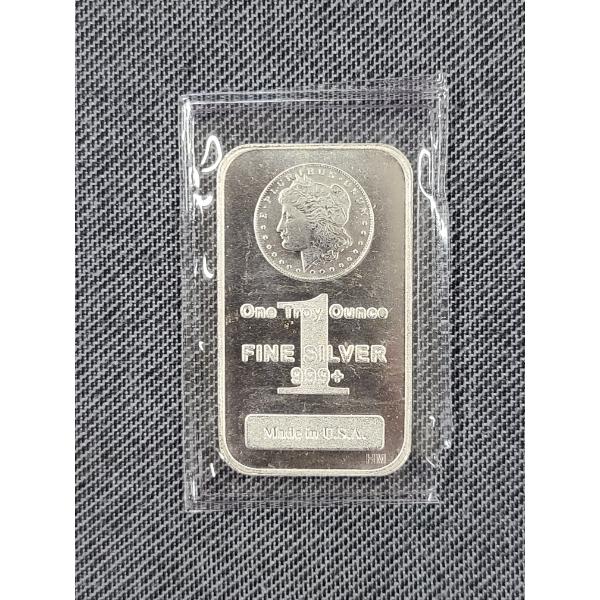 One Troy Ounce .999 Fine Silver Bar Featuring Morgan Dollar Design