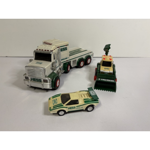 Hess Gasoline Toy Car - Semi Truck & Digger & Racecar